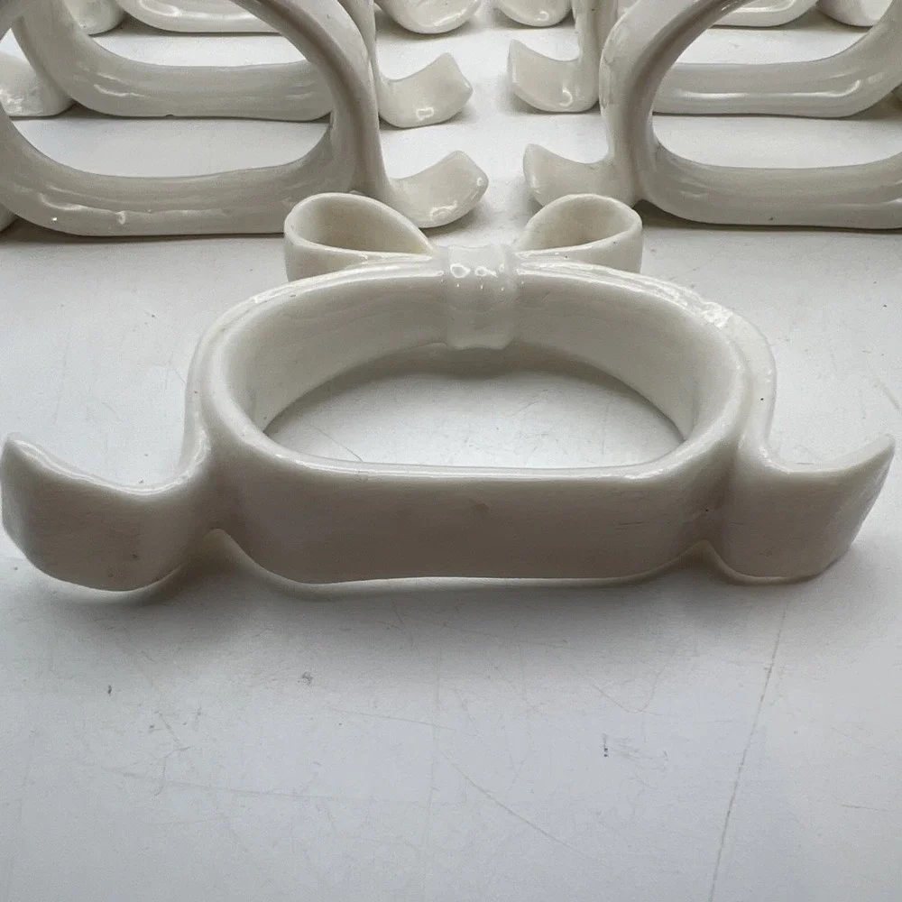 Vintage Ceramic Bow Napkin Rings Set of 8+1 (spare) | Coquette Cottagecore Table